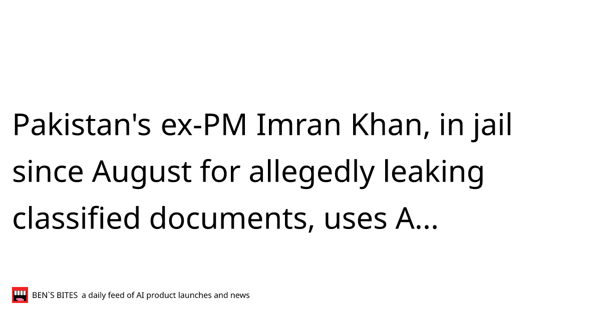 Pakistan's ex-PM Imran Khan, in jail since August for allegedly leaking ...